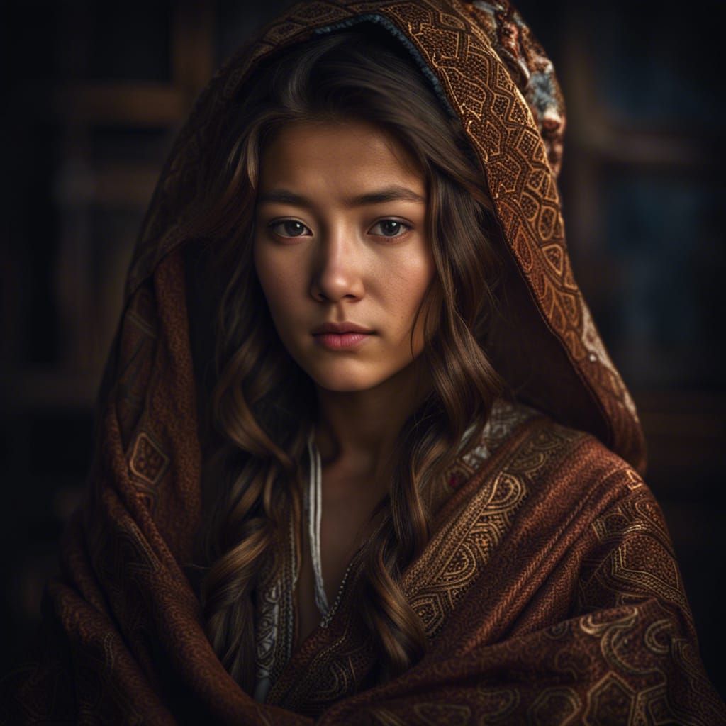 Beautiful Kyrgyz Girl in Princess Robes