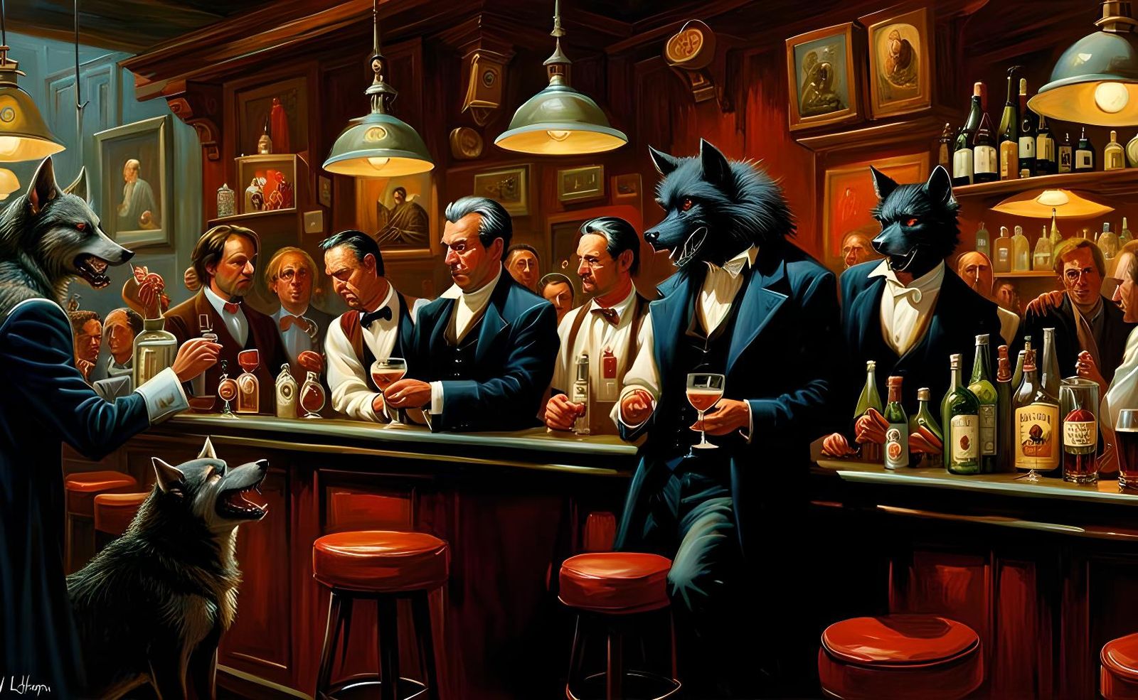 werewolves in a bar