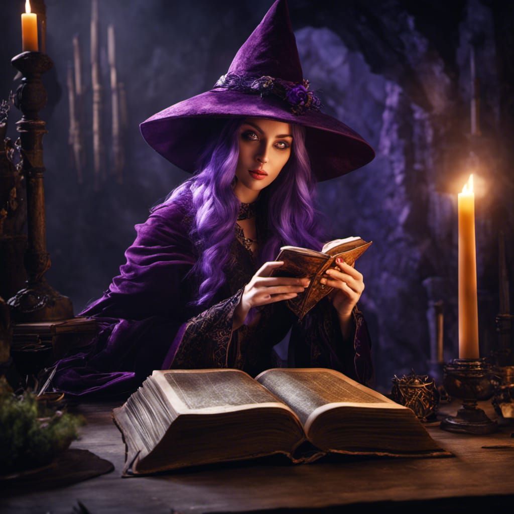Enchanting Witch Reads Spellbook in Unreal Engine 5