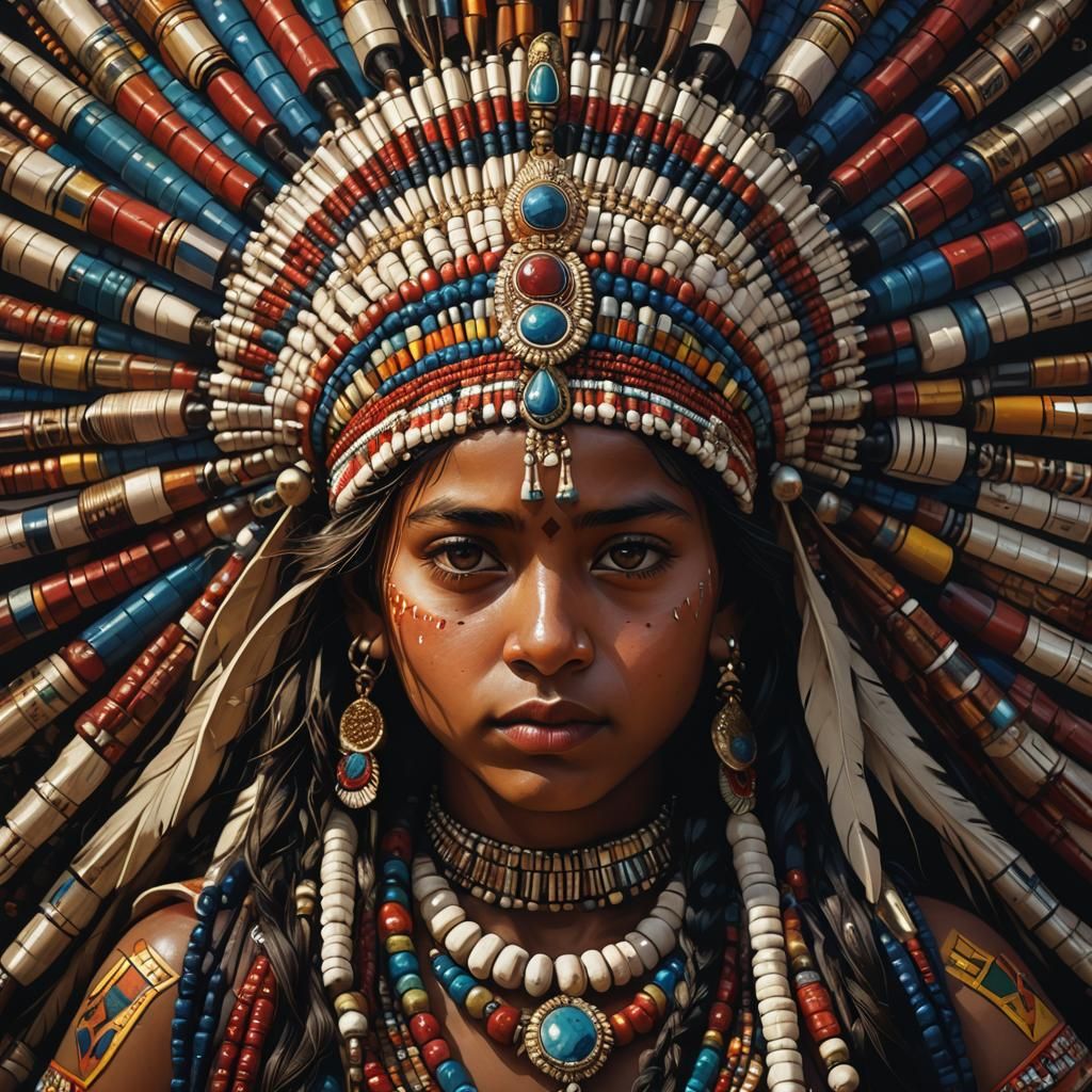 Indian Girl Portrait with Beads in Digital Art
