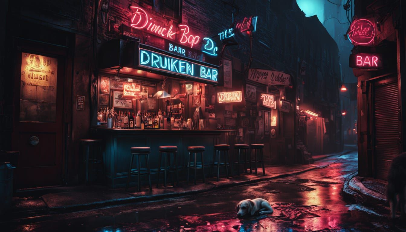 Film Noir Bar in Alley: The Drunken Dog