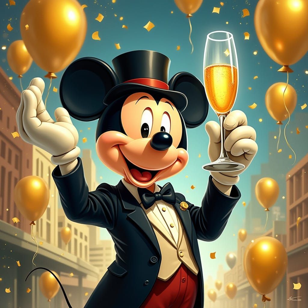 Mickey Mouse Toasts to New Year in Art Deco Style