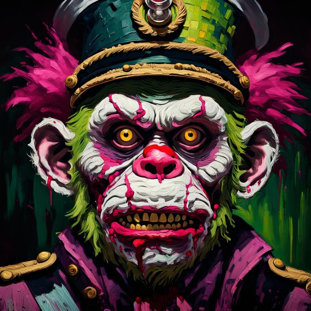 Zombie Monkey Clown: Abstract Expressionist Naval Portrait