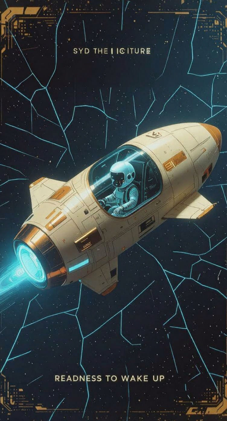 Capsule Flying in Universe with Digital Child: Retro-Futuris...