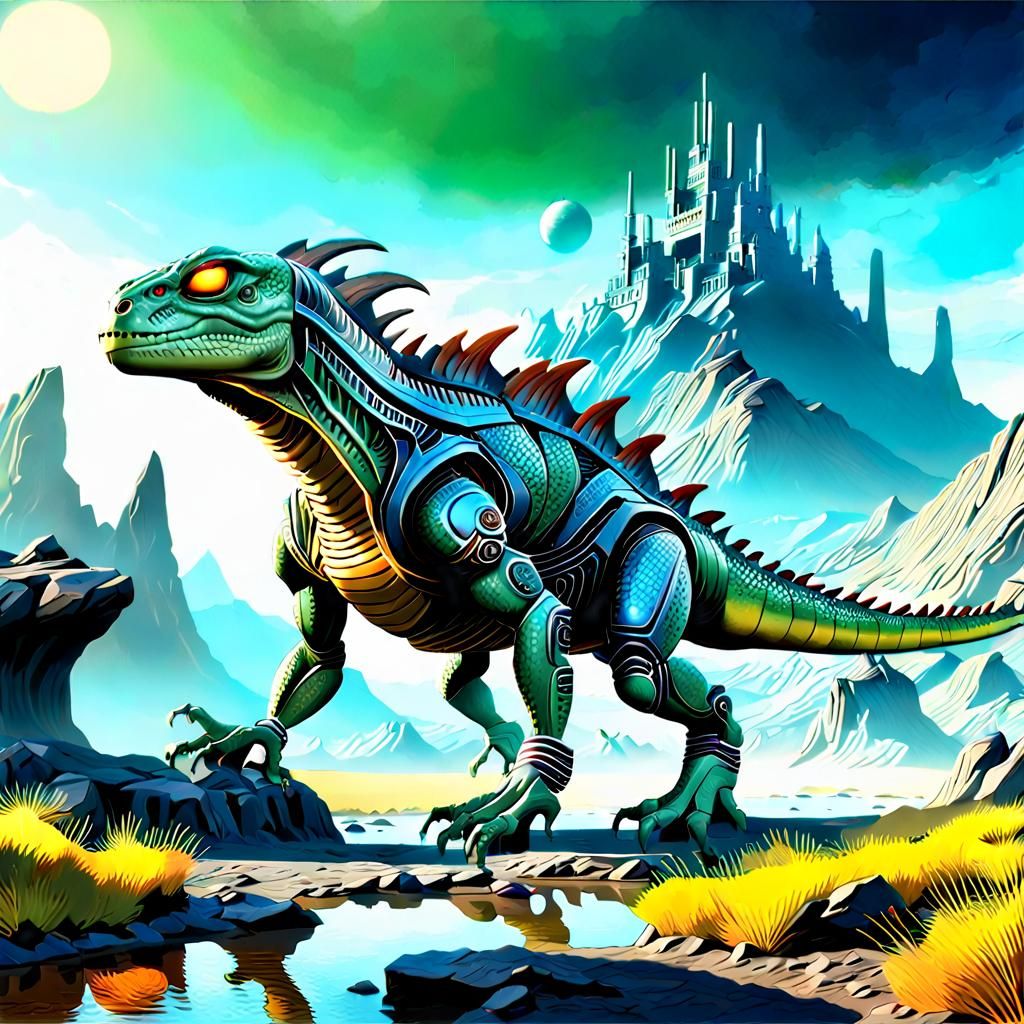 Bio-Punk Alien Lizard in a Science Fiction World