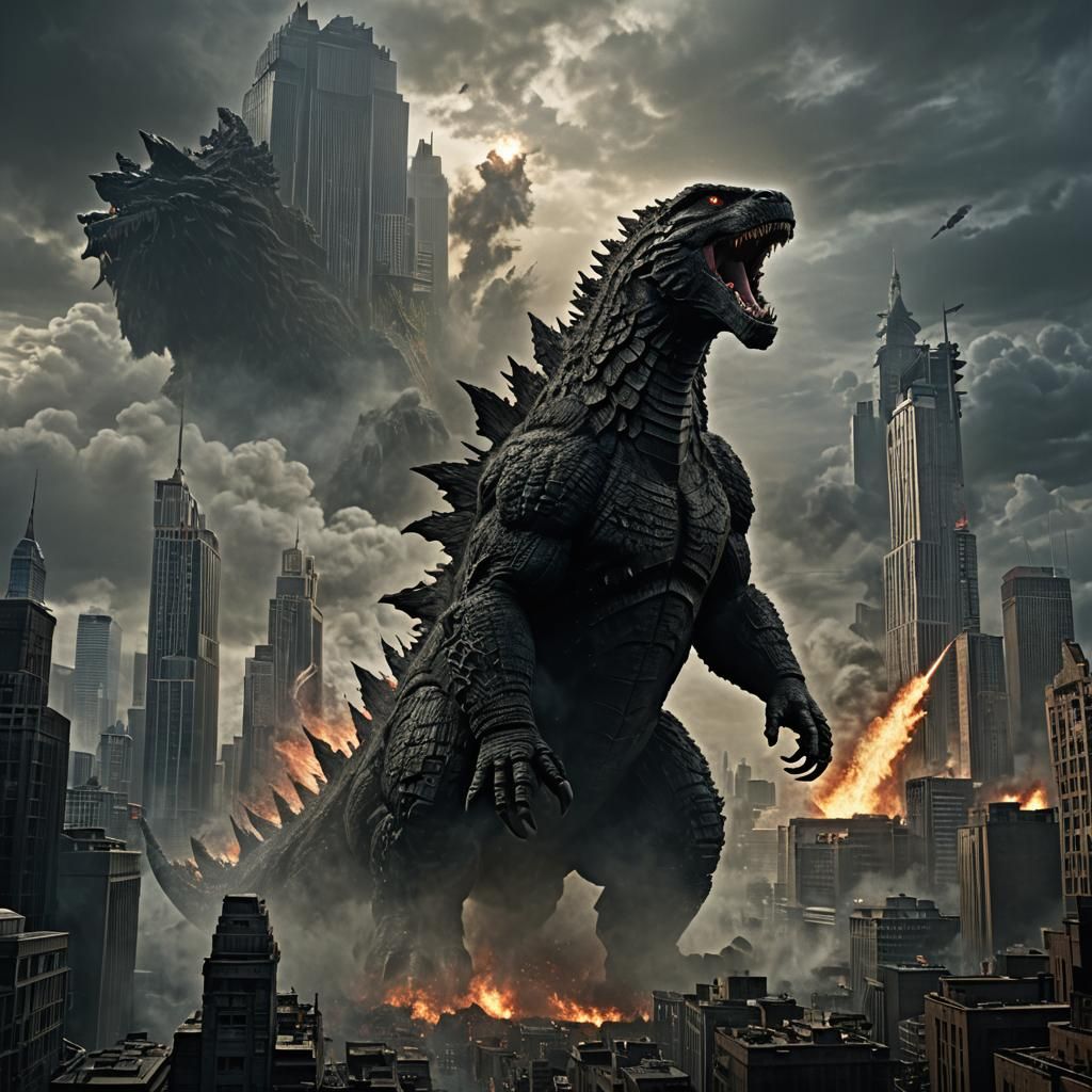 Epic Cinematic Godzilla Digital Matte Painting