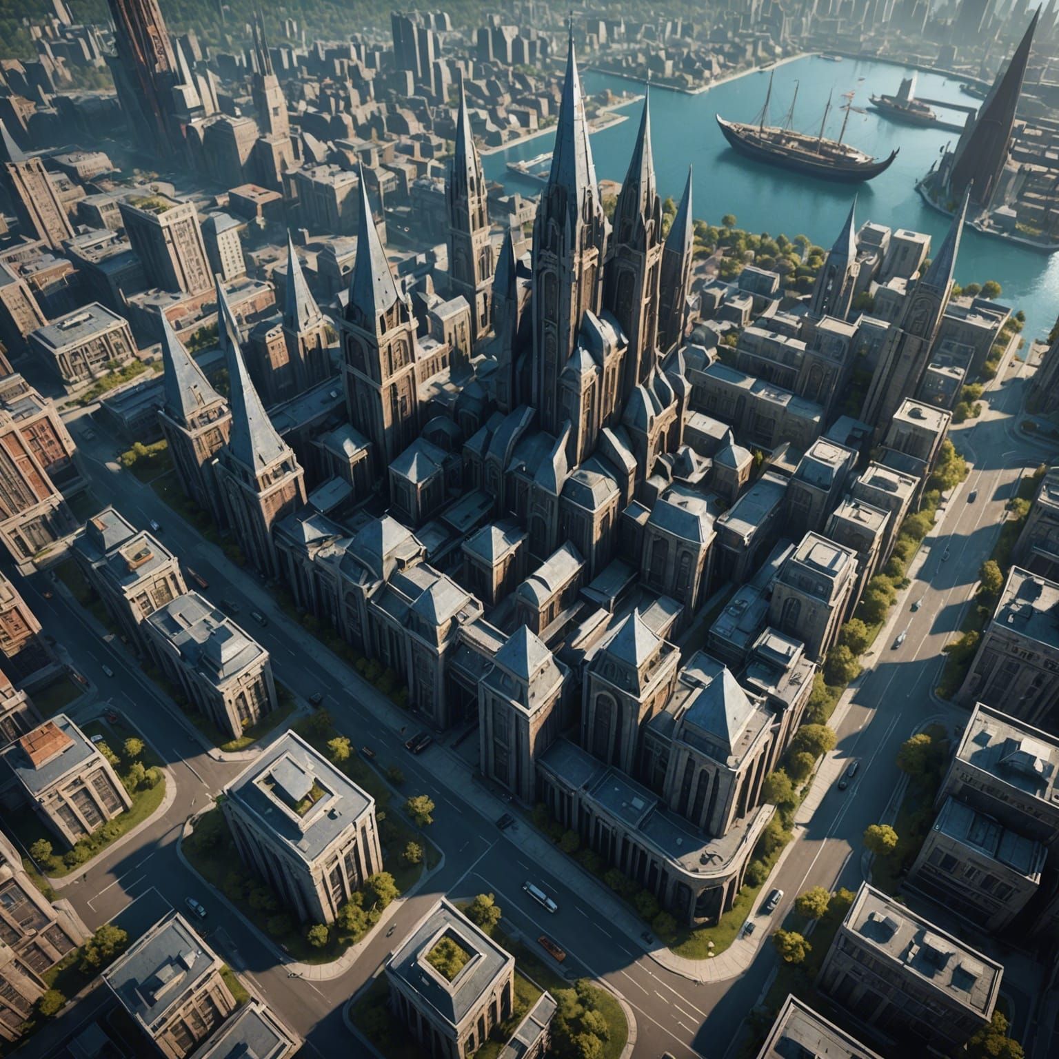 Futuristic Viking City: Detailed Matte Painting