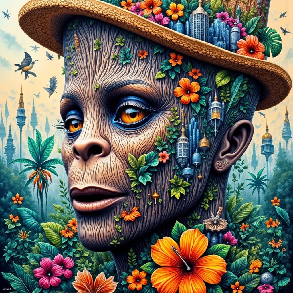 Groot Street Art Mural in Vibrant Tropical Style