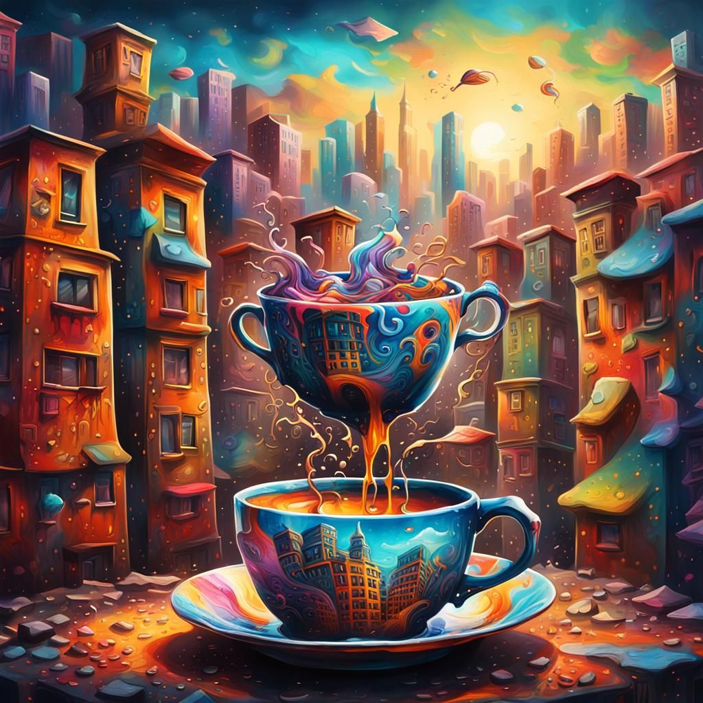 Raccoon Wizard in Cityscape Graffiti Art