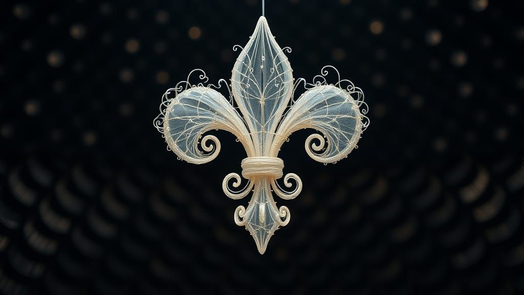 Ethereal Fleur de Lis Sculpture in Mithril Fiber with Vantab...