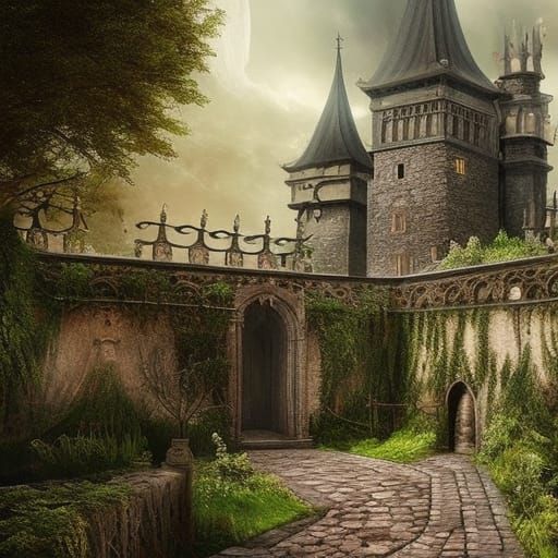 Secret Medieval Garden Digital Matte Painting