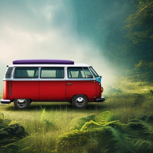 Abandoned VW Bus in Liminal Woodscape