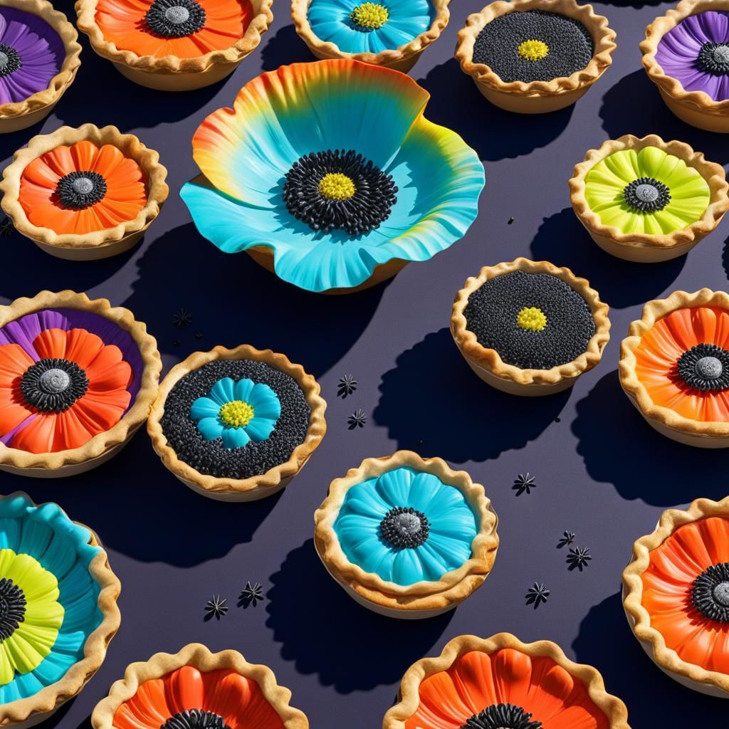 Psychedelic Poppy Seed Pie Feast in Neon Art