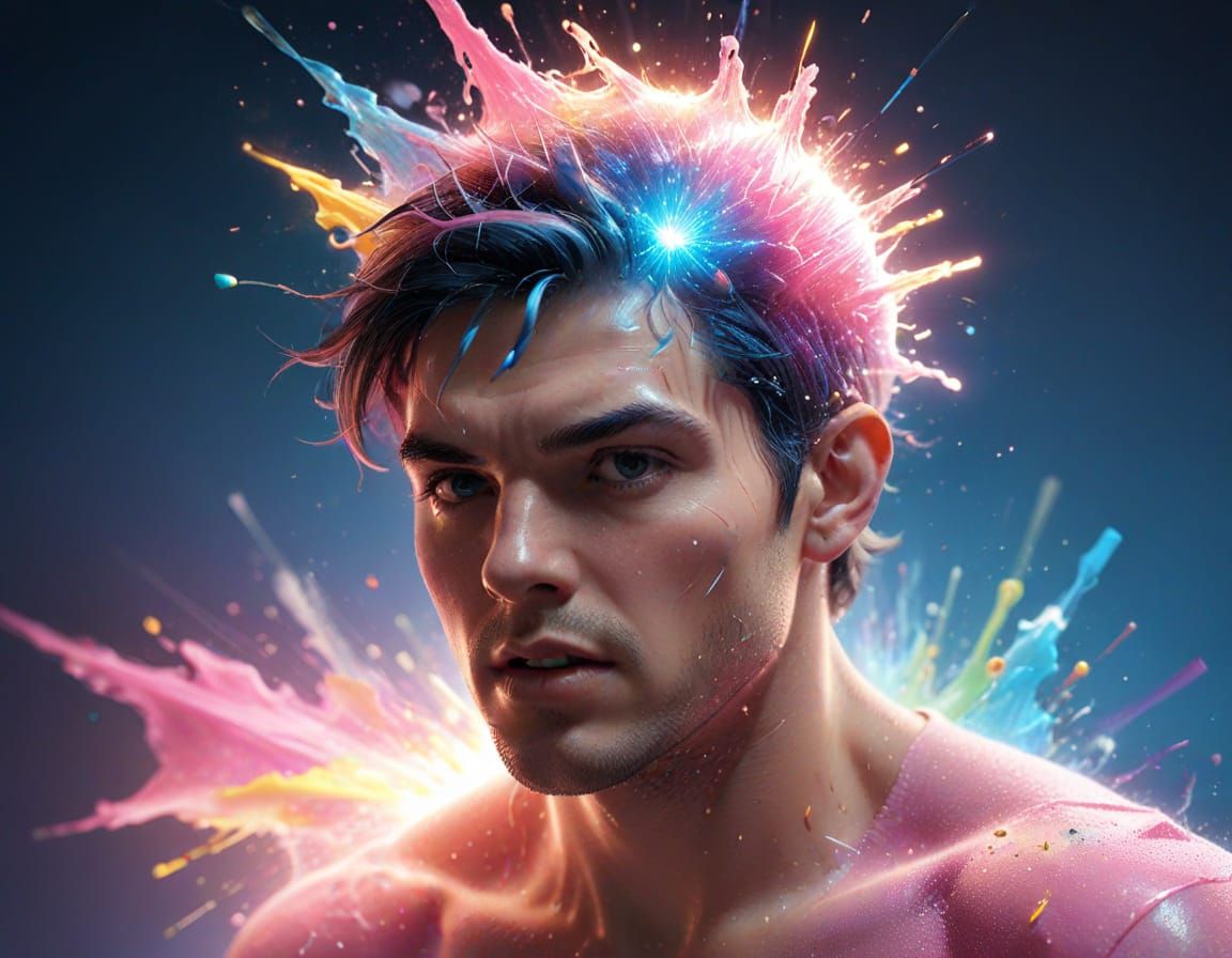 Ethereal Cubic Portal Unveils Radiant Masculine Form