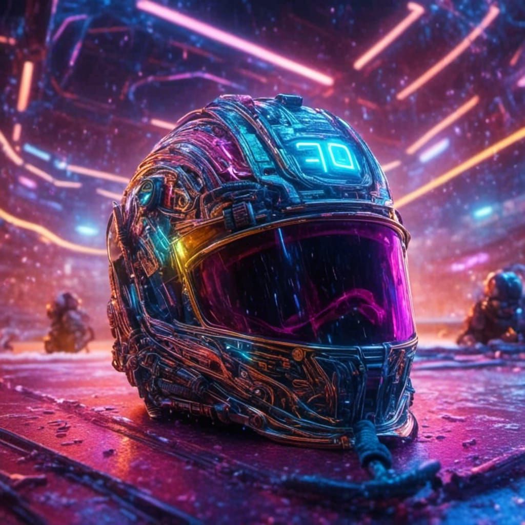 Cyberpunk Hockey Helmet on Rink