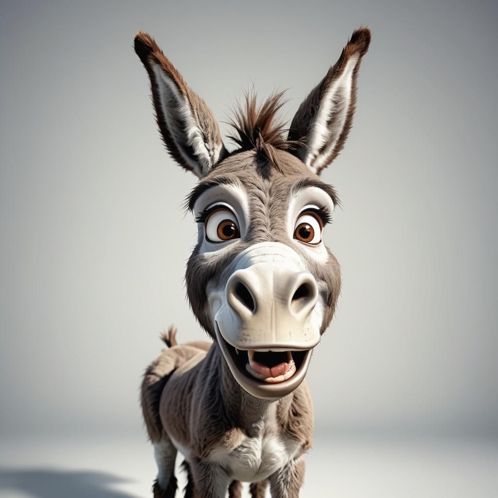 Funny Cute Donkey Vectored Caricature in 8k