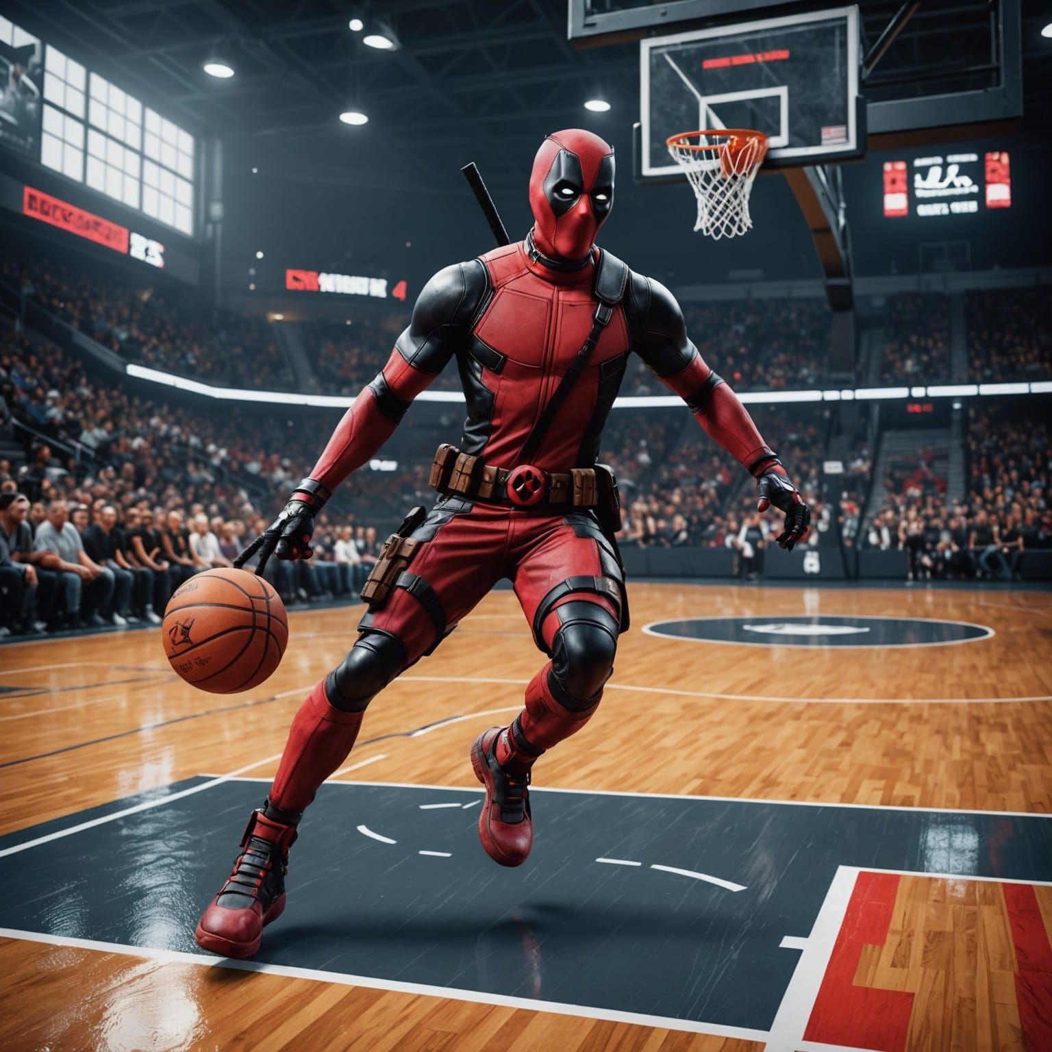 Deadpool Plays Basketball: Detailed Matte Painting