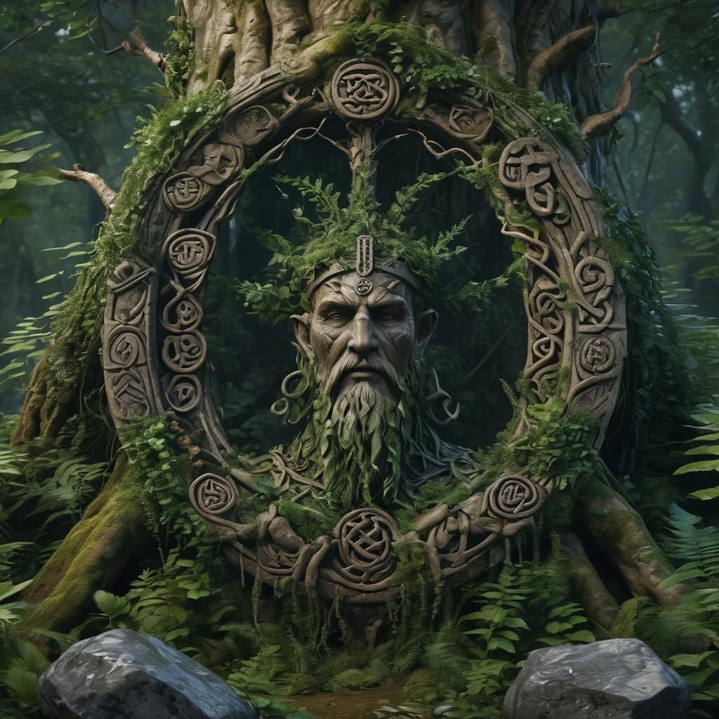 Celtic Forest God on Tree Throne