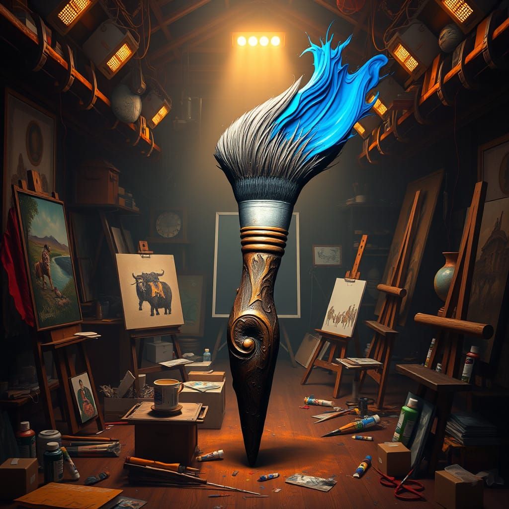 "The paintbrush was angry at the color the artist chose to u...