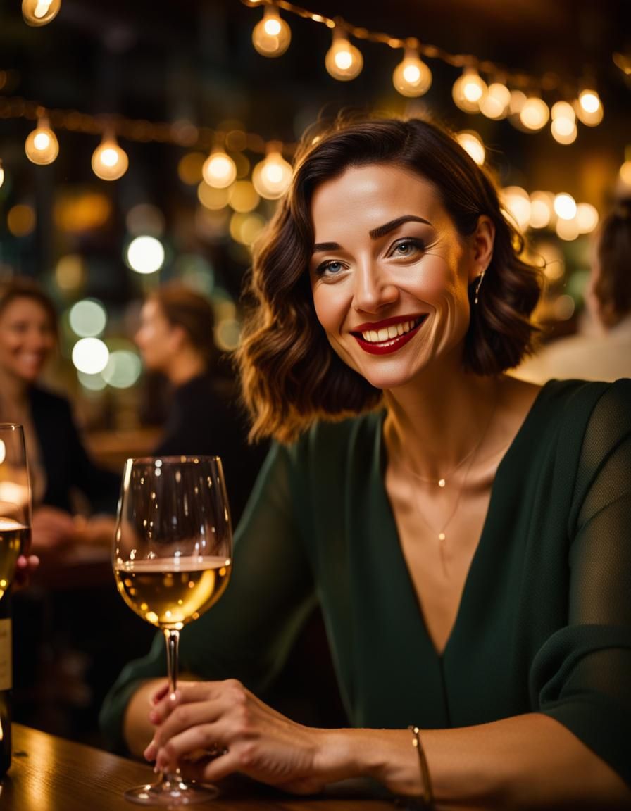 Romantic Wine Bar Date in Golden Light