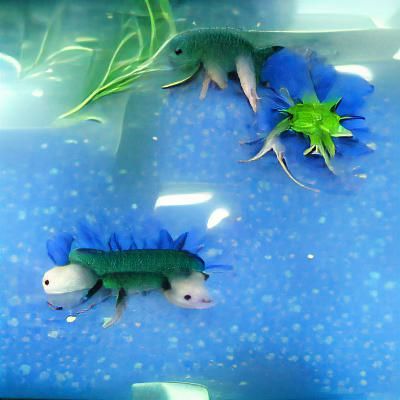 Blue and Green Axolotl Portrait