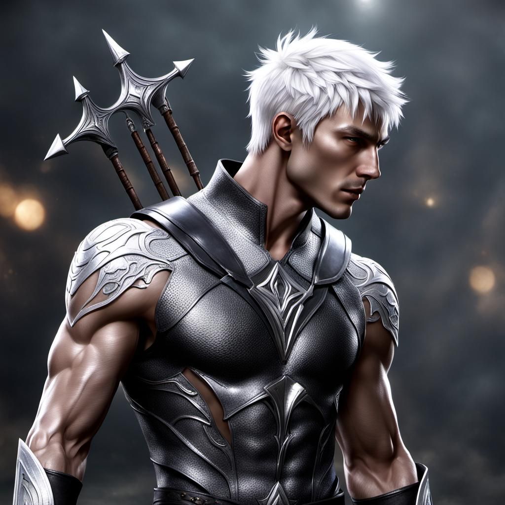 Elven Male Body with Muscles and Shiny Skin