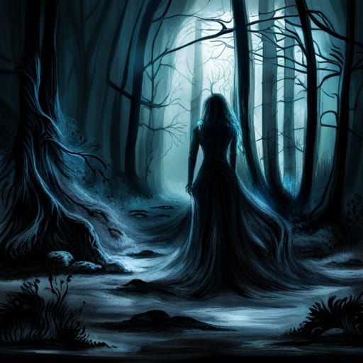 Spooky Forest at Night: Mysterious Creatures in Shadows
