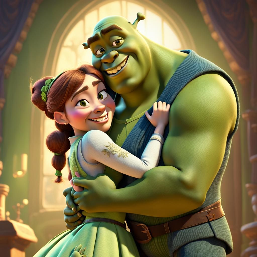 Shrek and Fiona in Love: 3D Digital Art