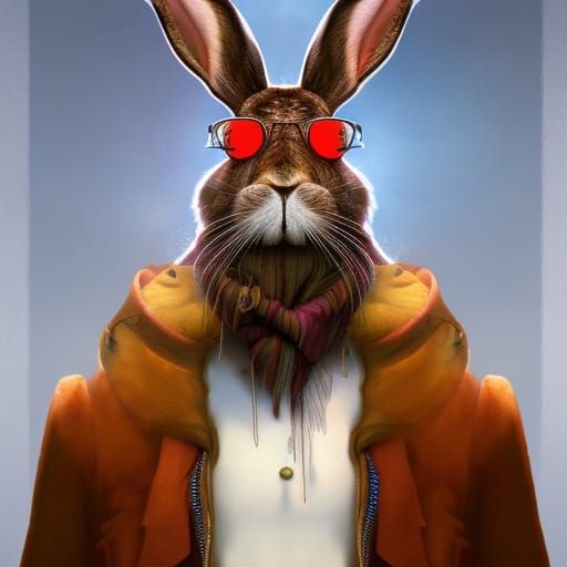 Hipster Hare: Detailed Matte Painting in Deep Color
