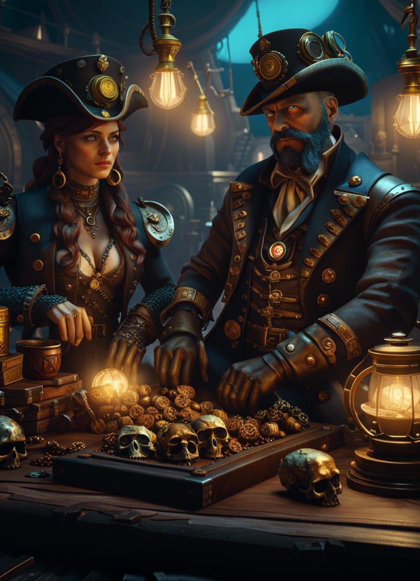 Steampunk Pirates with Treasure!
