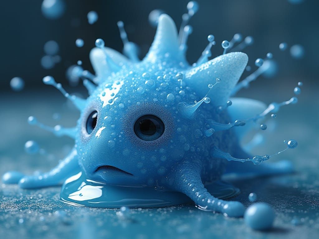 Tiny Petallic Person in Crazed Emulsion Denial