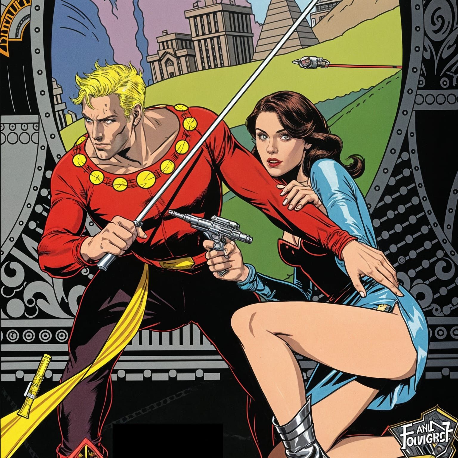 Flash Gordon in Classic Comic Book Style with Cary Elwes and...