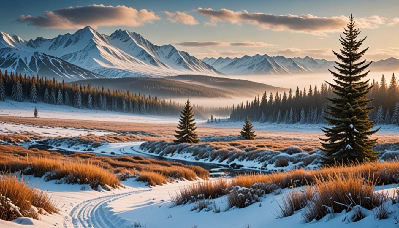 Frosty Siberian Tundra in Soft Focus