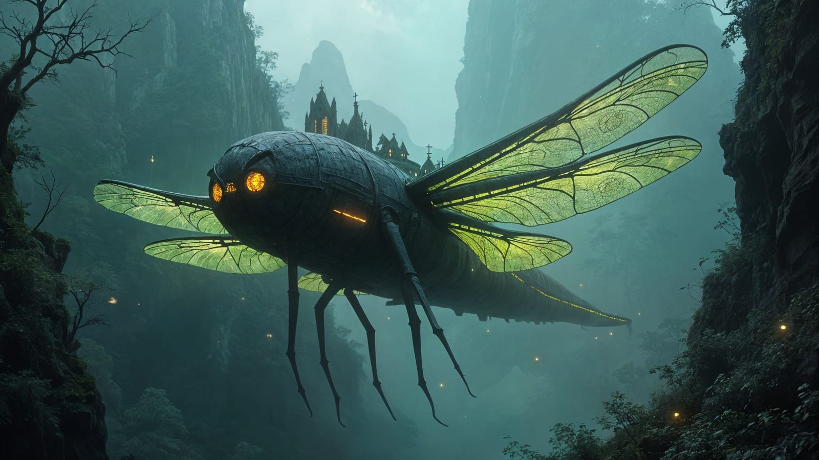 Gothic Dragonfly soars through Jungle Sky