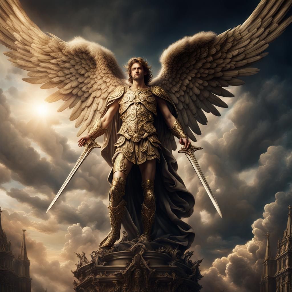 Archangel Michael Casts Lucifer: Epic Digital Painting