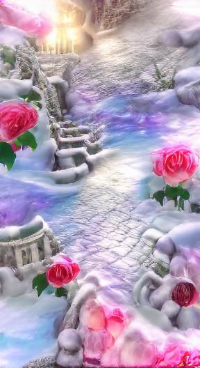 Frozen garden path