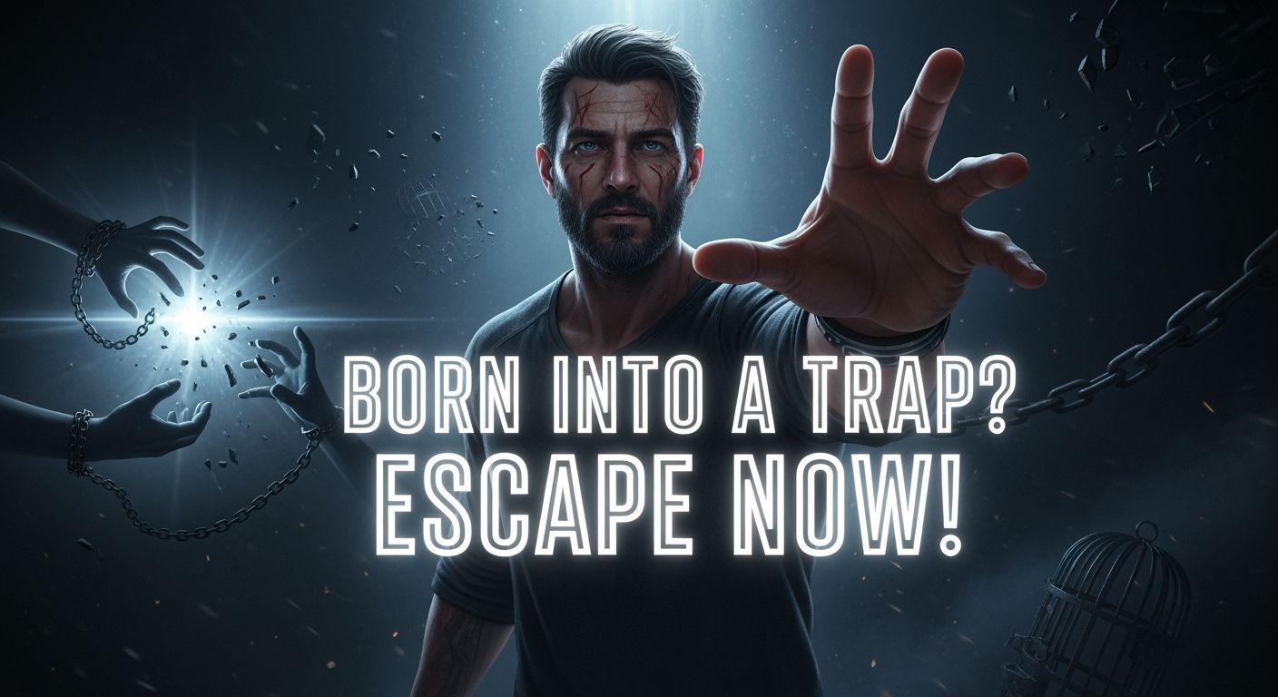 Hopeful Man Reaching for Freedom in Cyberpunk Style