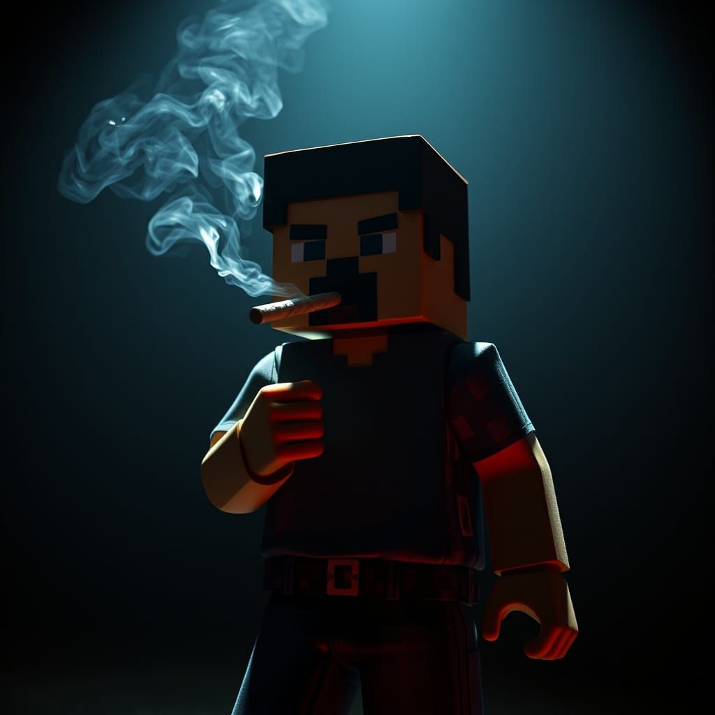 Minecraft Steve Smoking with Cinematic Lighting