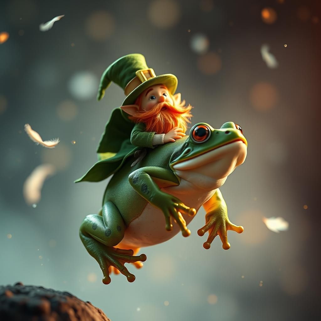 Leprechaun Frog Rider in Delicate Colors
