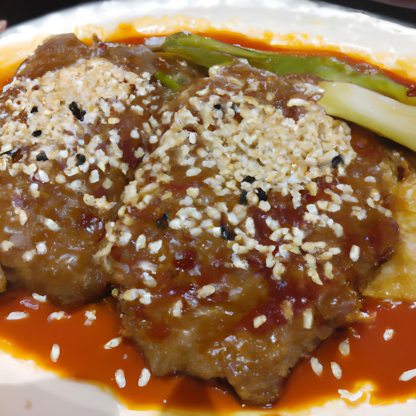 Grilled Minced Meat Dish with Red-Brown Sauce