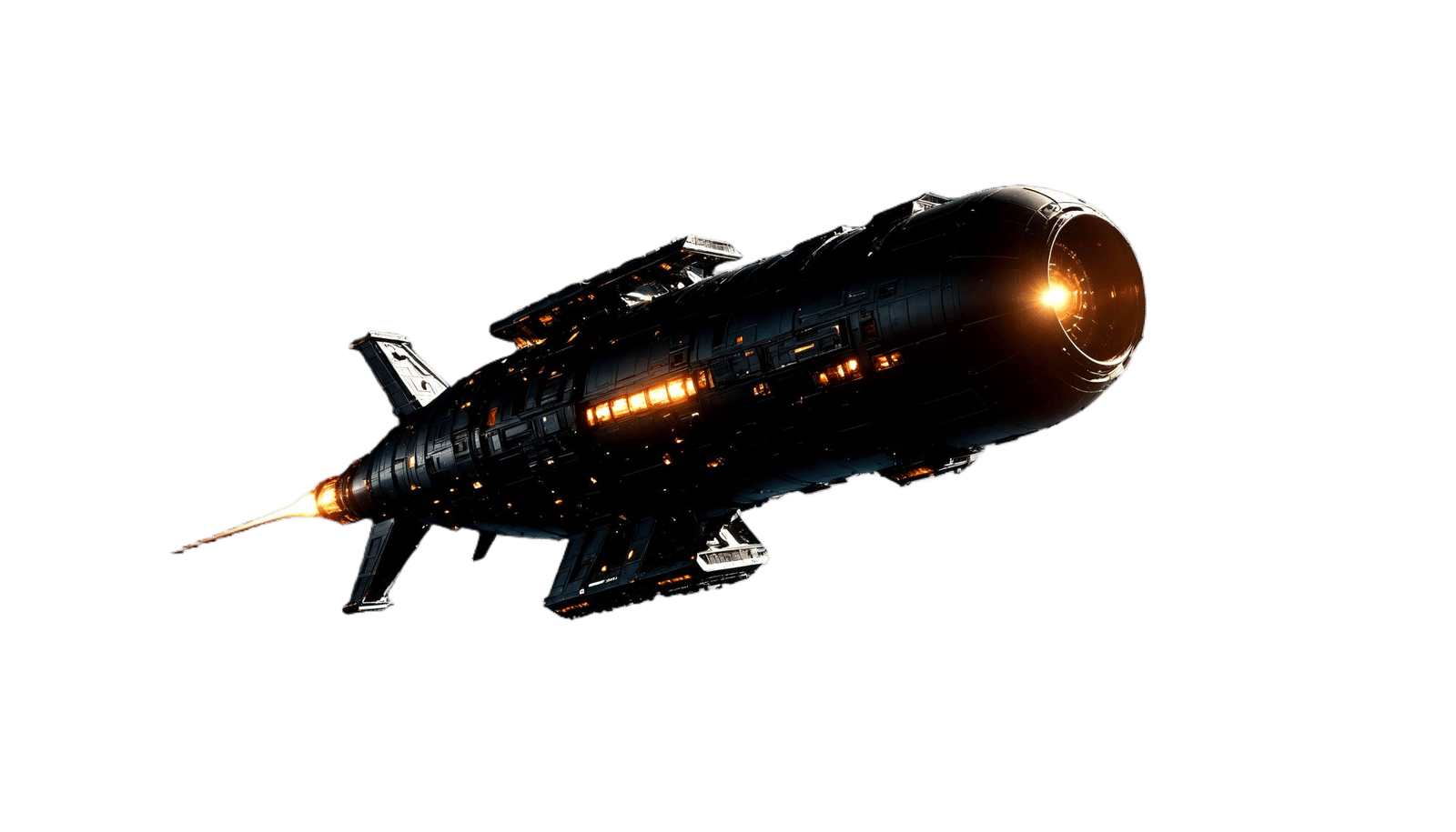 Detailed CGI Spaceship in Deep Space
