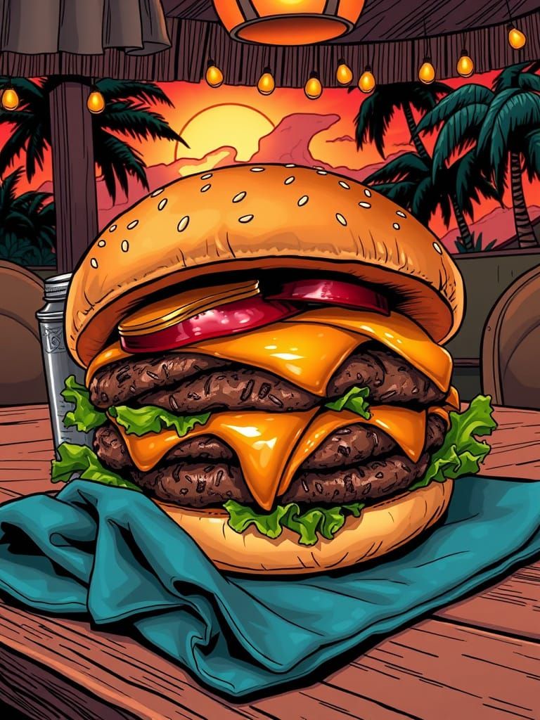 Cheeseburger in Paradise: Comic Book Art