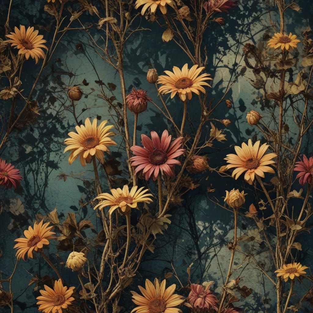 Sinister Surrealist Flowers in Grunge Style