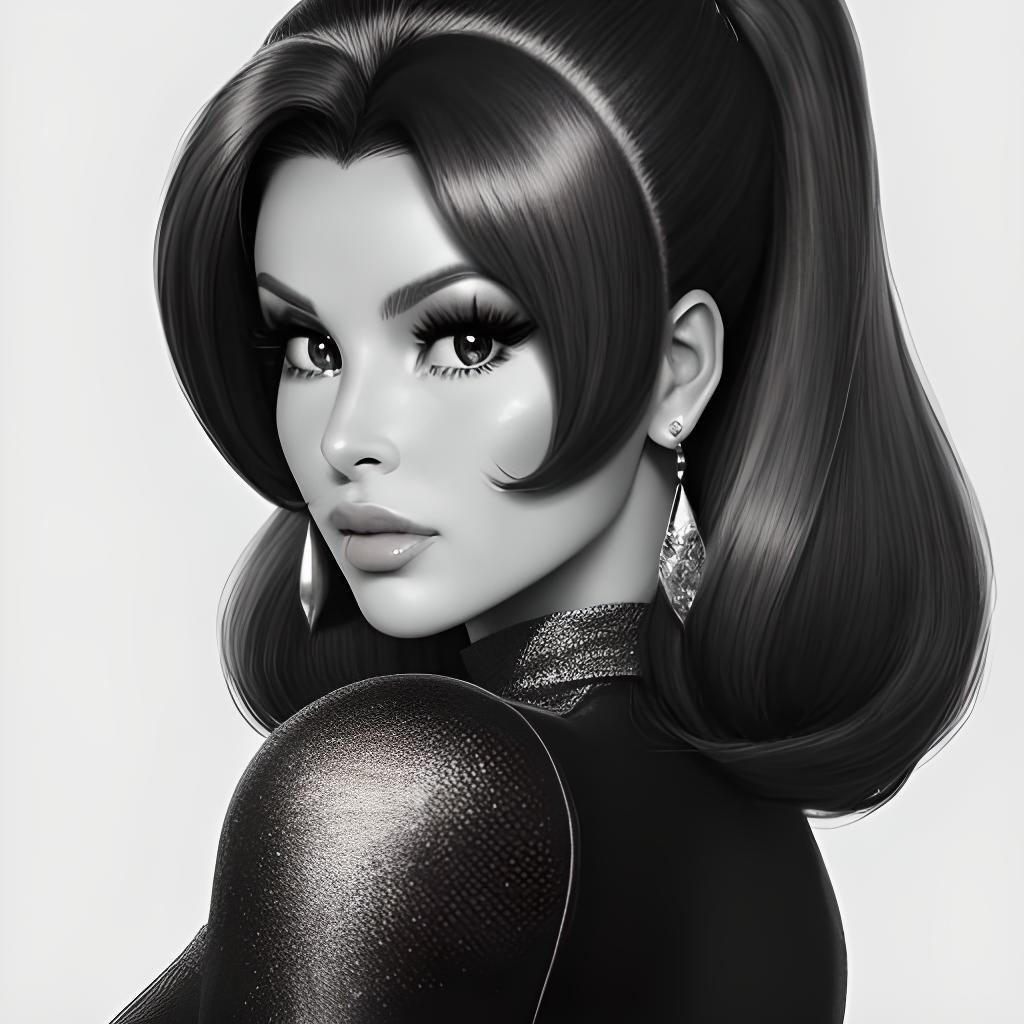 Raquel Welch 1967 Line Art Portrait