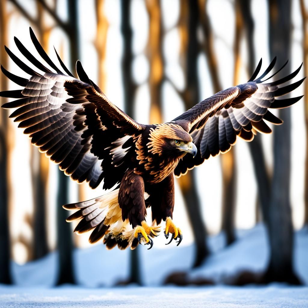 Majestic Golden Eagle Wings Spread Photography