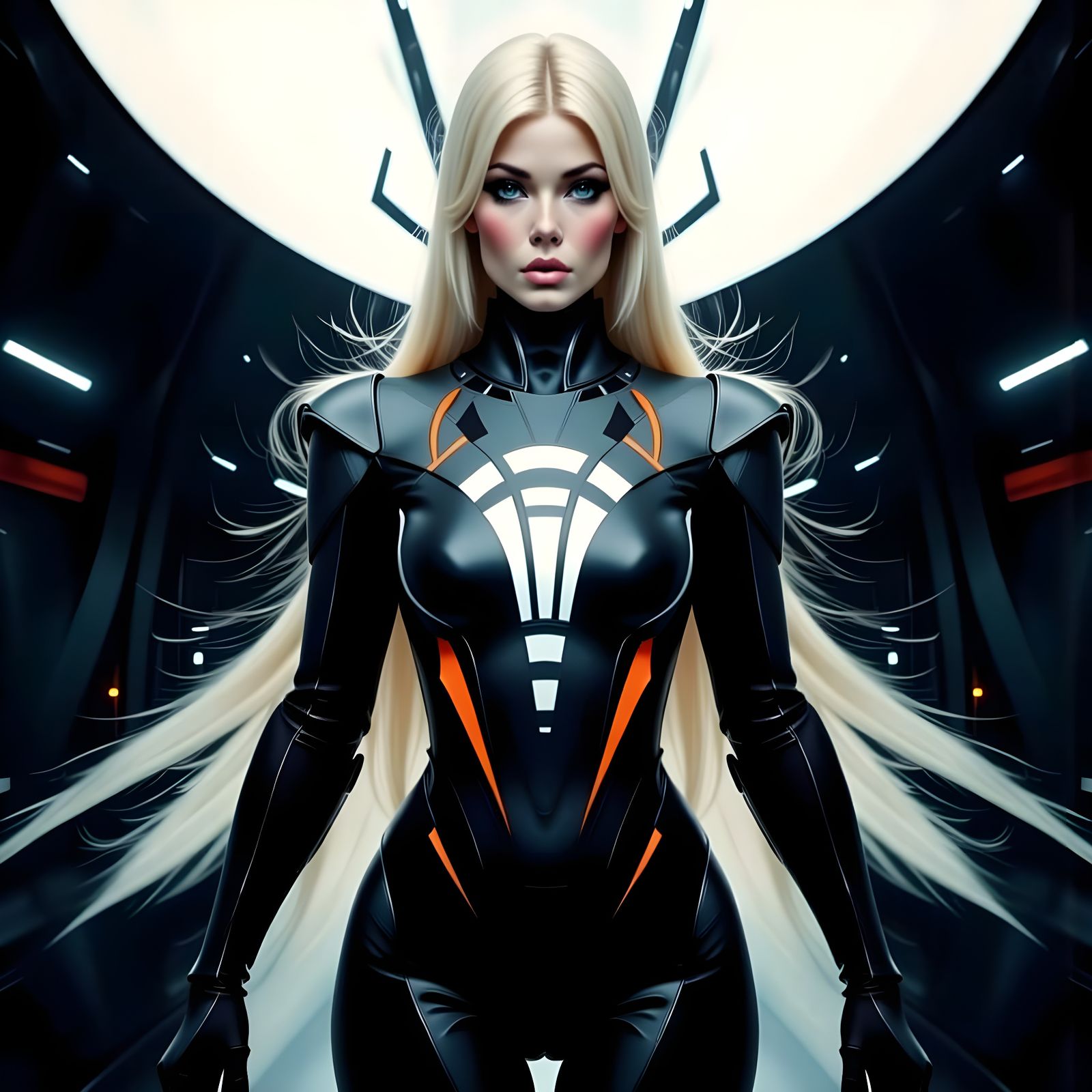 Glitch Art Woman in Spacesuit in Digital World