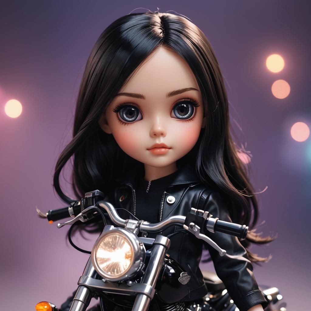 Anime Doll on Motorcycle in Studio Trigger Style