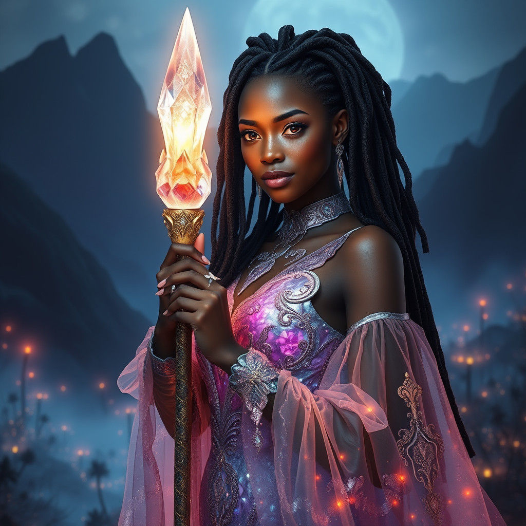 Ethereal Princess with Iridescent Gown in Twilight Realm