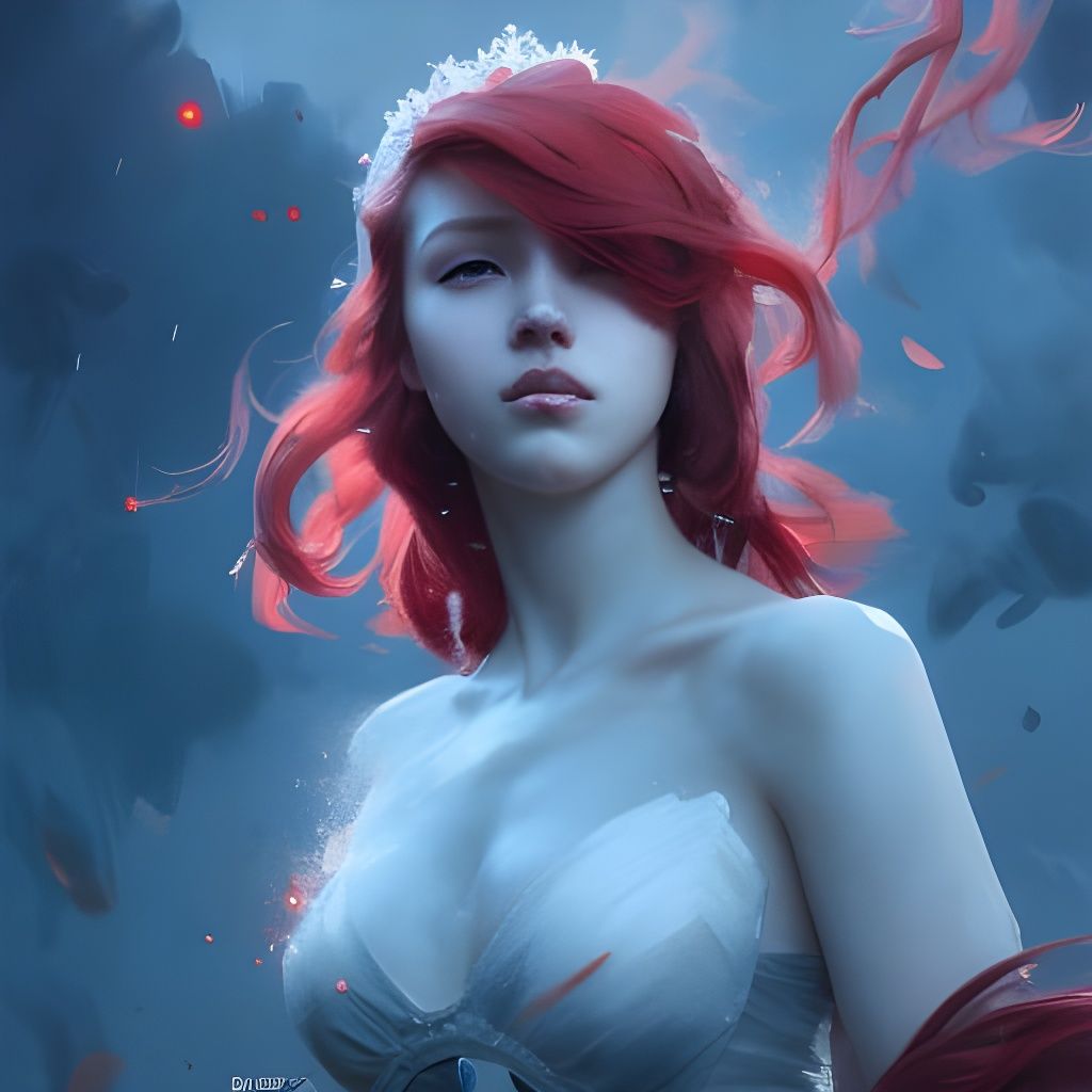 Red-Haired Princess Portrait in Art Nouveau Style