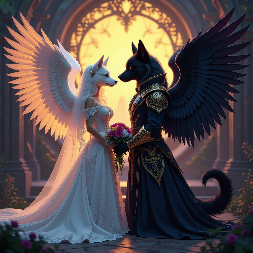 Demon & Angel Dog Wedding Masterpiece